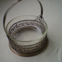 Винтидж кошница филигран със стъкло маркирана ЮММЕТ, снимка 8 - Други ценни предмети - 41819208