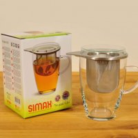Чаша 350 ml. в комплект със стъклен капак и цедка за чай SIMAX , снимка 4 - Чаши - 31169914