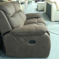 Кафяв диван от плат двойка с ръчен релаксиращ механизъм, снимка 7 - Дивани и мека мебел - 40627761