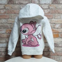 Нов детски суичър с дигитален печат Розов Стич (Stitch) в цвят бял меланж, снимка 5 - Детски анцузи и суичери - 42730185