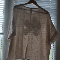 Бежова лятна блуза - лен/памук, снимка 2 - Ризи - 41923838