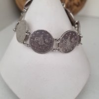 Vintage сребърна гривна със сребърни монети , снимка 1 - Гривни - 44445793