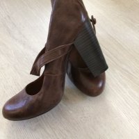 Страхотни кафяви обувки с каишка,естественна кожа №38, снимка 6 - Дамски обувки на ток - 34694268