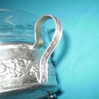 Винтидж елипсовидна  фруктиера метал с оригинално стъкло, снимка 4 - Други ценни предмети - 38848266
