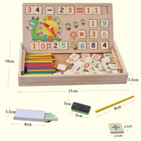 Дървена двустранна дъска с математика пръчици и часовник, снимка 5 - Образователни игри - 41083542