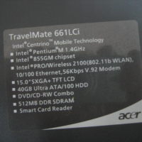 Лаптоп Acer TravlMate 661LCi, снимка 3 - Части за лаптопи - 36218287