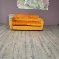 Оранжев диван от плат двойка с функция сън, снимка 1 - Дивани и мека мебел - 42541007