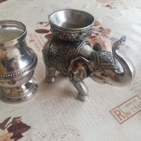 Свещник слон и бокалче, снимка 4 - Декорация за дома - 36088759