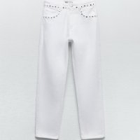 Бял дънков панталон ZARA, снимка 1 - Панталони - 40936667