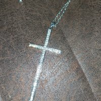  К-т Синджир и обеци с кръст с камъни, снимка 4 - Колиета, медальони, синджири - 41974917
