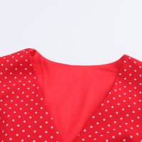 Кокетна дамска рокля в червено с принт на точки, снимка 6 - Рокли - 42480722