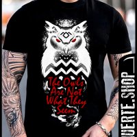 Тениска с щампа TWIN PEAKS OWLS QUOTE, снимка 1 - Тениски - 41371123