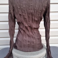 Дамска тънка кафявя блуза с дълъг ръкав - модел 38, снимка 2 - Блузи с дълъг ръкав и пуловери - 39225375