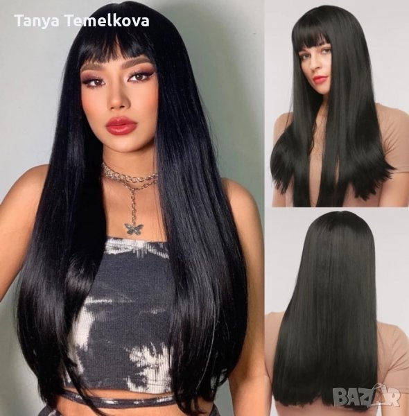 Черна перука с бретон, снимка 1