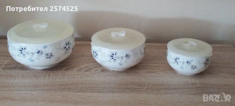 Три американски порцеланови купички с капак, снимка 1