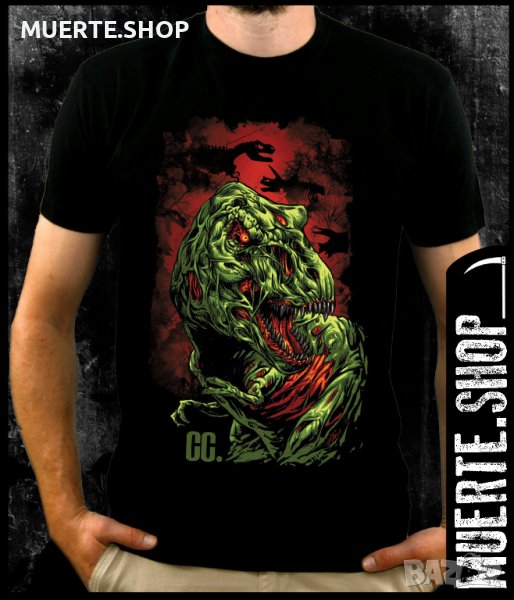 Черна тениска с щампа ZOMBIESAUR, снимка 1