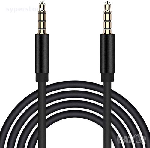 Кабел Стерео жак - стерео жак 3.5мм Digital One SP00328 1.8м Черен за слушалки и микрофон Метални бу, снимка 1