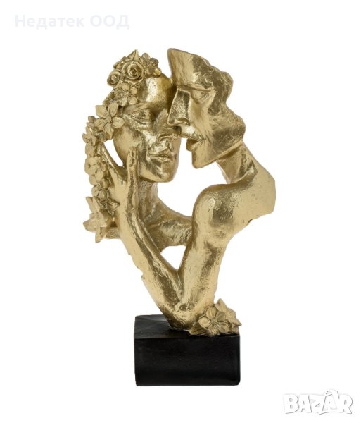Декоративни лица, целувка, златни цветя, 19x9x30см, снимка 1