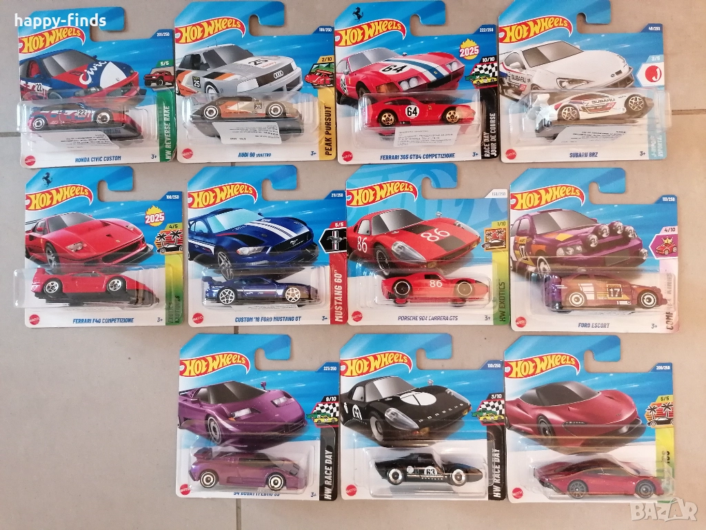 Hot Wheels Honda, Ferrari,Audi, Subaru,Porsche,Ford, Bugatti,McLaren, снимка 1
