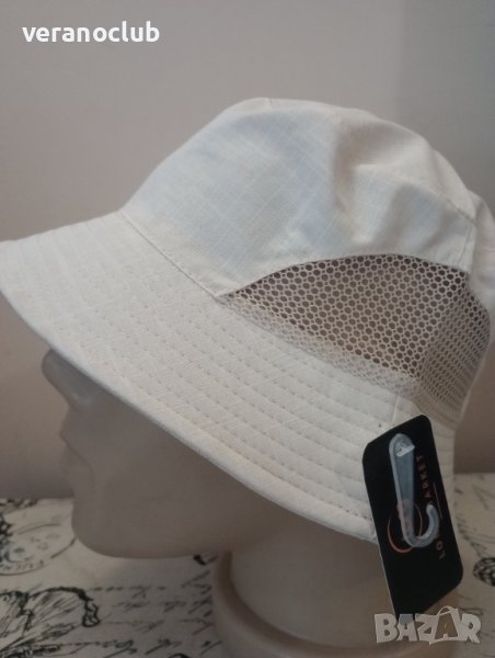 Лятна шапка идиотка Лен Памук 58 см Крем, снимка 1