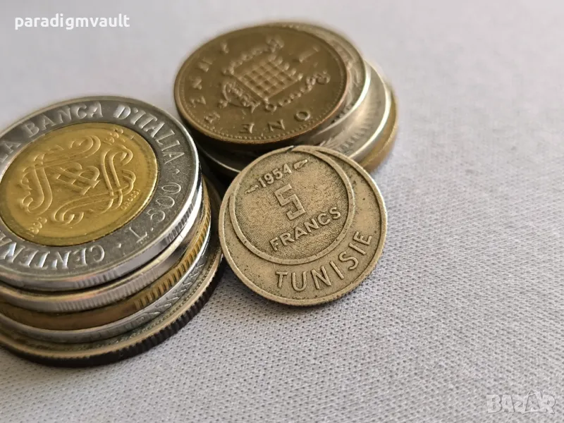 Mонета - Тунис - 5 франка | 1954г., снимка 1