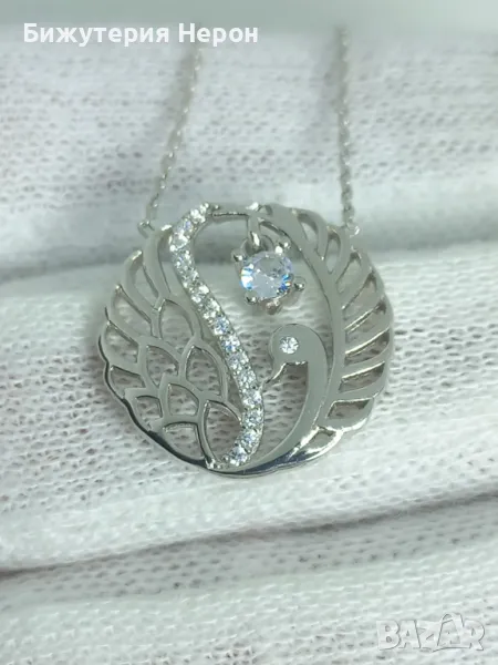 Сребърно Колие Лебед, снимка 1