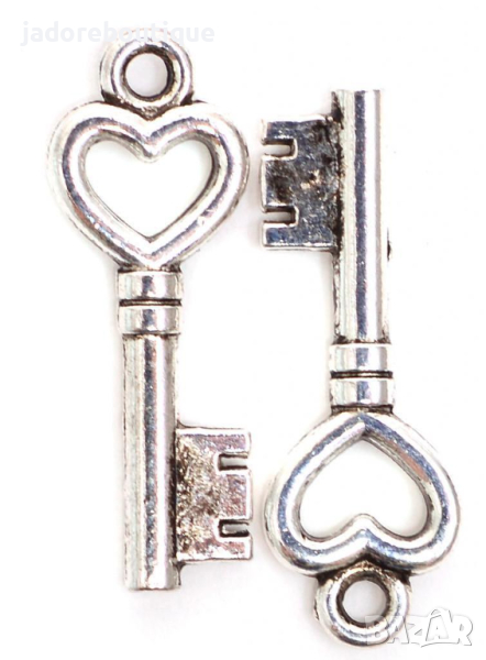 Метален елемент висулка ключ - сребро, снимка 1