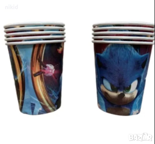 Соник Sonic 10 бр картонени чаши парти рожден ден, снимка 1