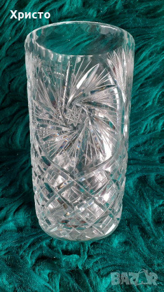ваза кристална от 1991 година с гравиран надпис от соца, снимка 1