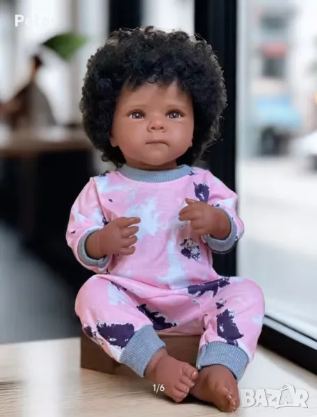 Нова Реборн Кукла-Бебе (Мулатче) 45 см от Силикон с биберон, шише за мляко и дрешки, снимка 1