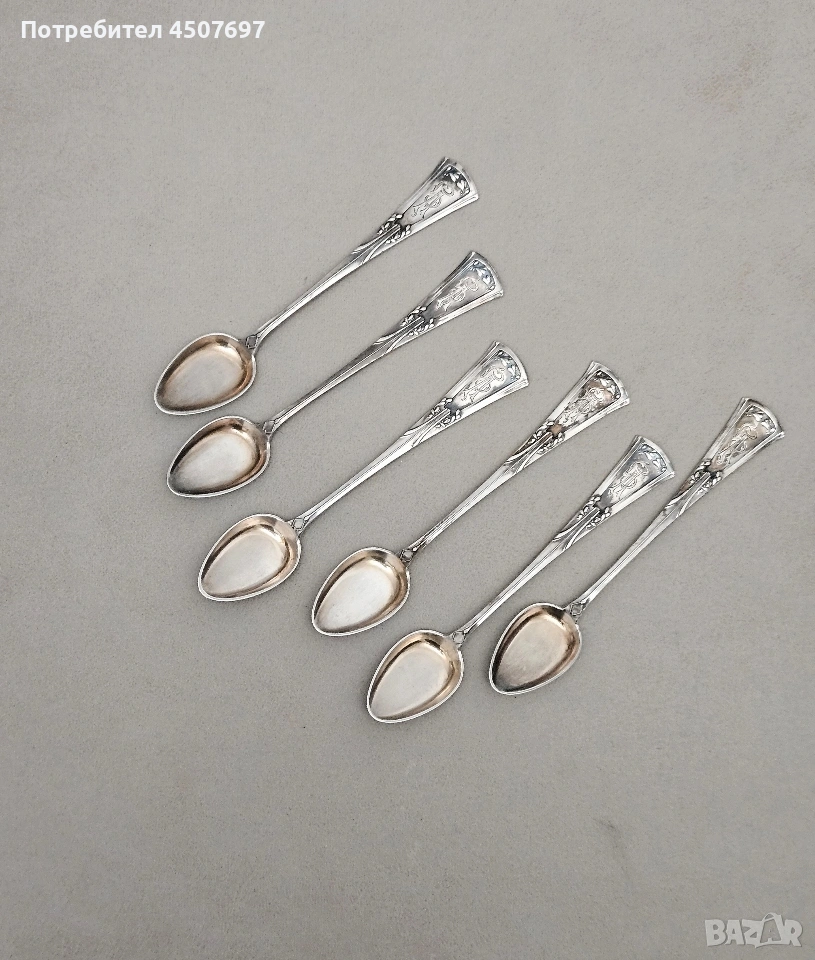 Лъжици Иван Хлебников Руски 84 Сребърен с монограм, снимка 1