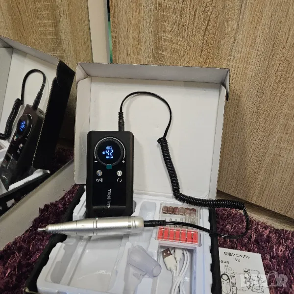 Електрическа пила на батерия, черна, за геллак и гел, снимка 1