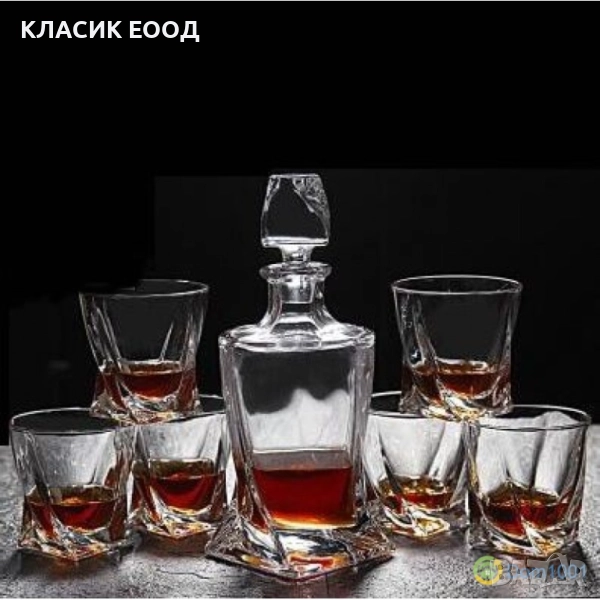 Комплект 6 бр. чаши за уиски + гарафа 0.780 л., снимка 1