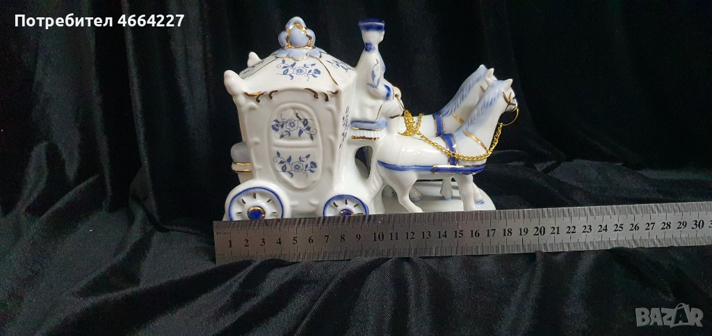 Порцеланова композиция " Карета с фигури", снимка 1
