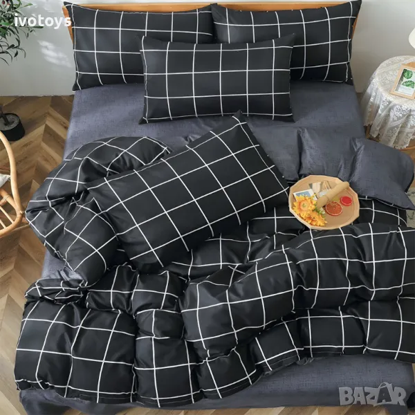 Двулицево спално бельо с ластик (размер за приста), 4 части - Модел WS16998, снимка 1