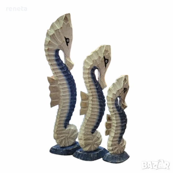 Комплект декорации, Морски кончета, Дървени, 3 броя, 30;40;50 см, снимка 1