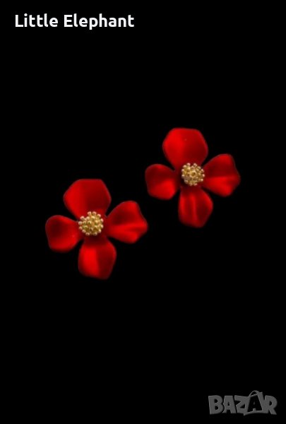 Сребърни обеци цветя-"Impresion",колекция"Flowers"red/нови, снимка 1