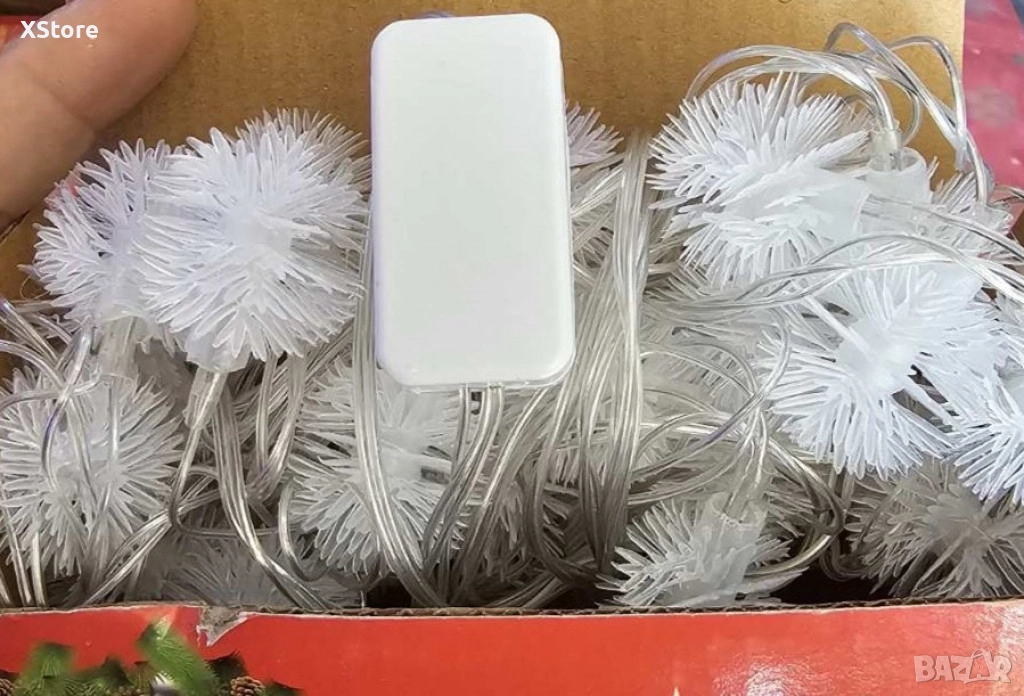 Многоцветни коледни LED лампички с топчета с щепсел- Многоцветни, дължина - 5м ,28 бр. лампички., снимка 1