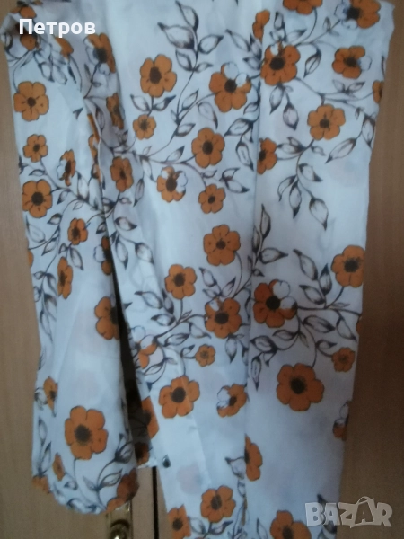 Перде бяло с оранжеви шарки ширина 140 см./височина 200 см., снимка 1