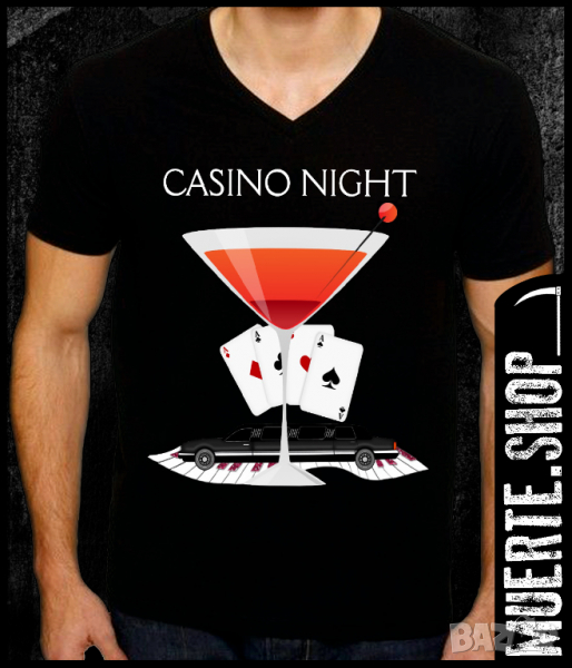 Тениска с щампа CASINO NIGHT, снимка 1