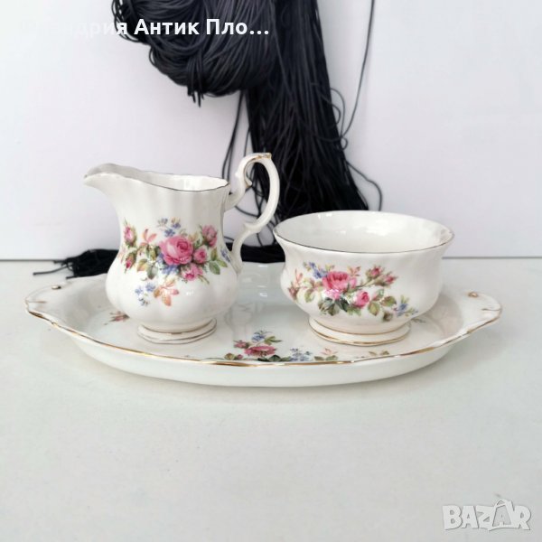 Royal Albert, Moss Rose, млекарничка, захарничка, плато, снимка 1