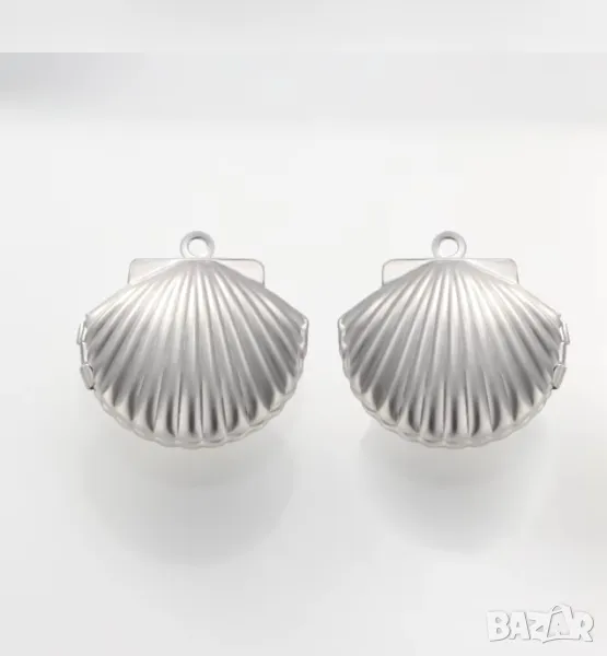 Сребърно колие мида, снимка 1