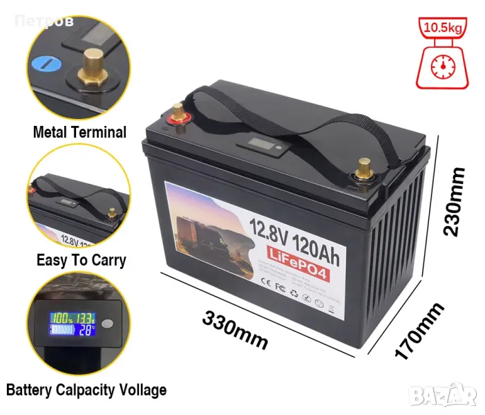 Соларна,фотоволтаична система за кемпер/каравана панел 165 W, Lifepo4 Ак. 120 Ah.Безплатна доставка., снимка 1