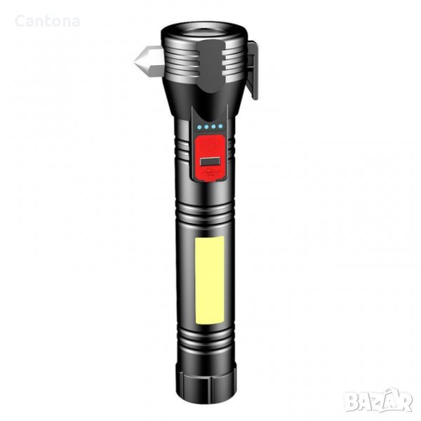 6 в 1 работна лампа, фенер, магнит, Power Bank, чукче за счупване на стъкла, нож за срязване на кола, снимка 1