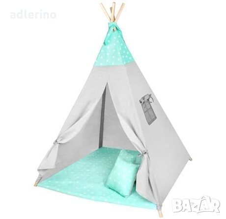 Типи детска палатка, сини звезди, детско индианска палатка, индианско типи, снимка 1