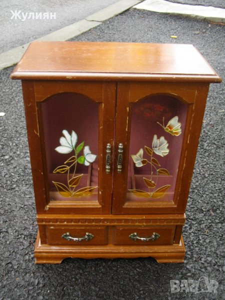  СТАРА ДЪРВЕНА КУТИЯ ЗА БИЖУТА ШКАФ, снимка 1