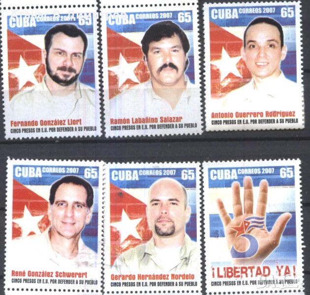 Чисти марки Петима затворници в САЩ за защита на своя народ  2007 от Куба , снимка 1