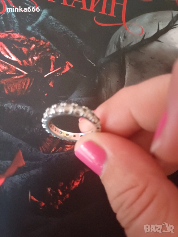 Сребърен пръстен с камъчета., снимка 1