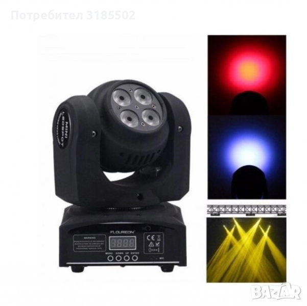 Двустранна роботизирана LED светлина (4+1)x10W RGBW – Компактна мощ за професионално сценично осветл, снимка 1