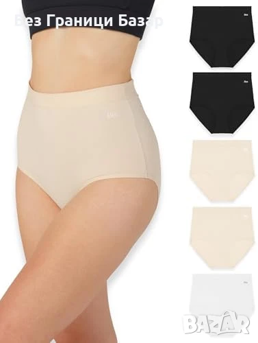 Нови бикини 5 броя дамско бельо висока талия – памук, комфорт, покритие, снимка 1